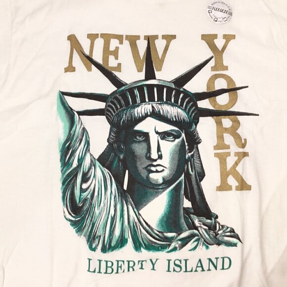 Vintage Single Stitch NOS Statue of Liberty Souvenir T Shirt Fleegeze USA Sz XL - Picture 2 of 8